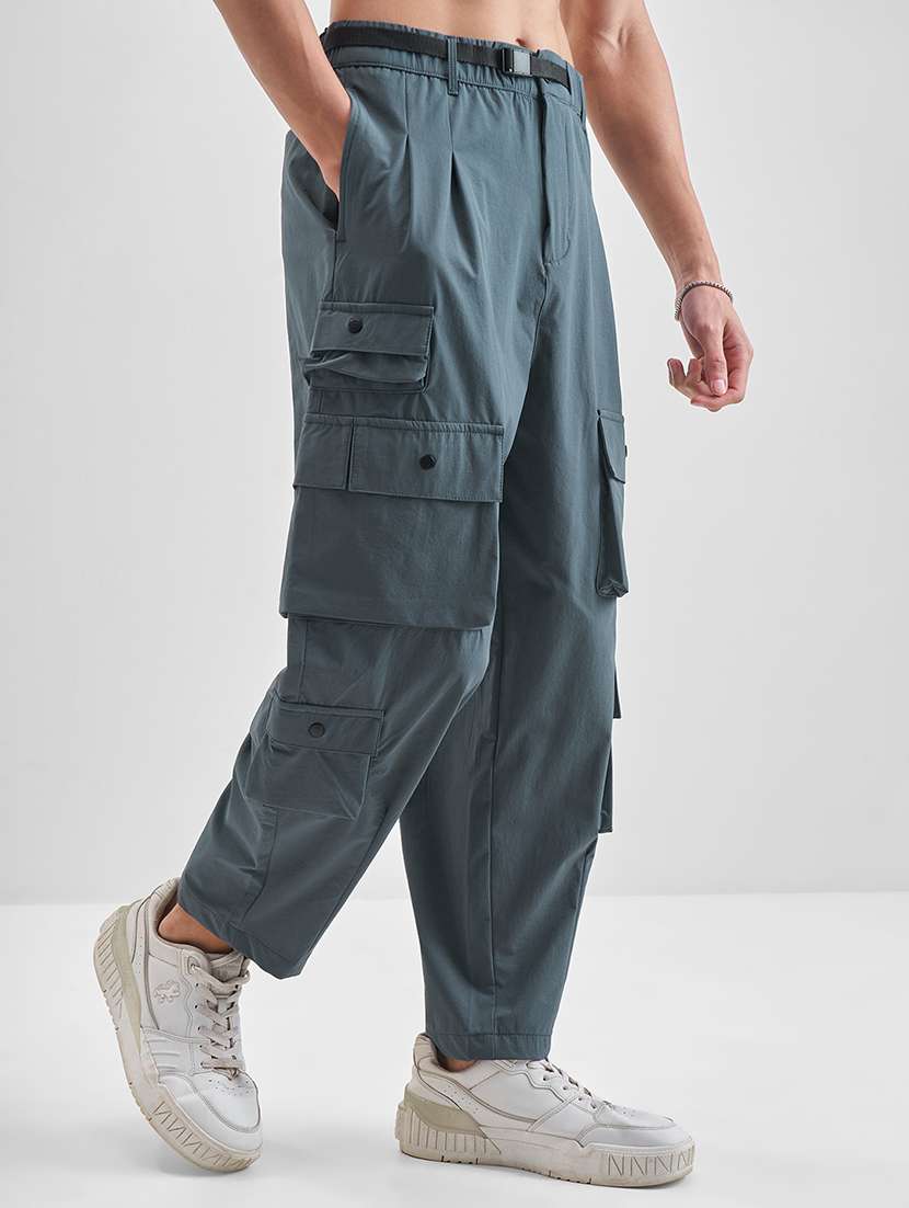 Men Grey Nylon Pleated Casual Trouser - 22469556 -  Standard Image - 3