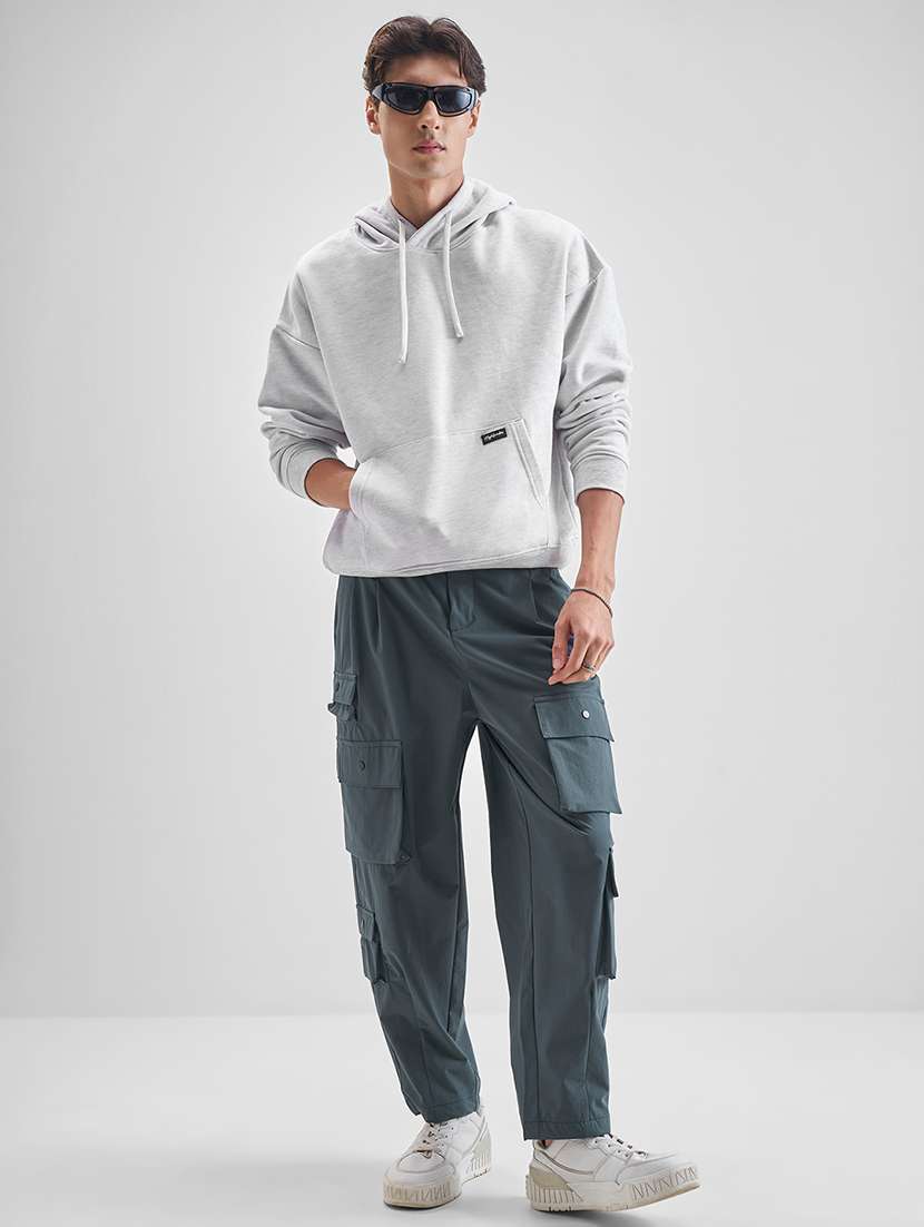 Men Grey Nylon Pleated Casual Trouser - 22469556 -  Standard Image - 5