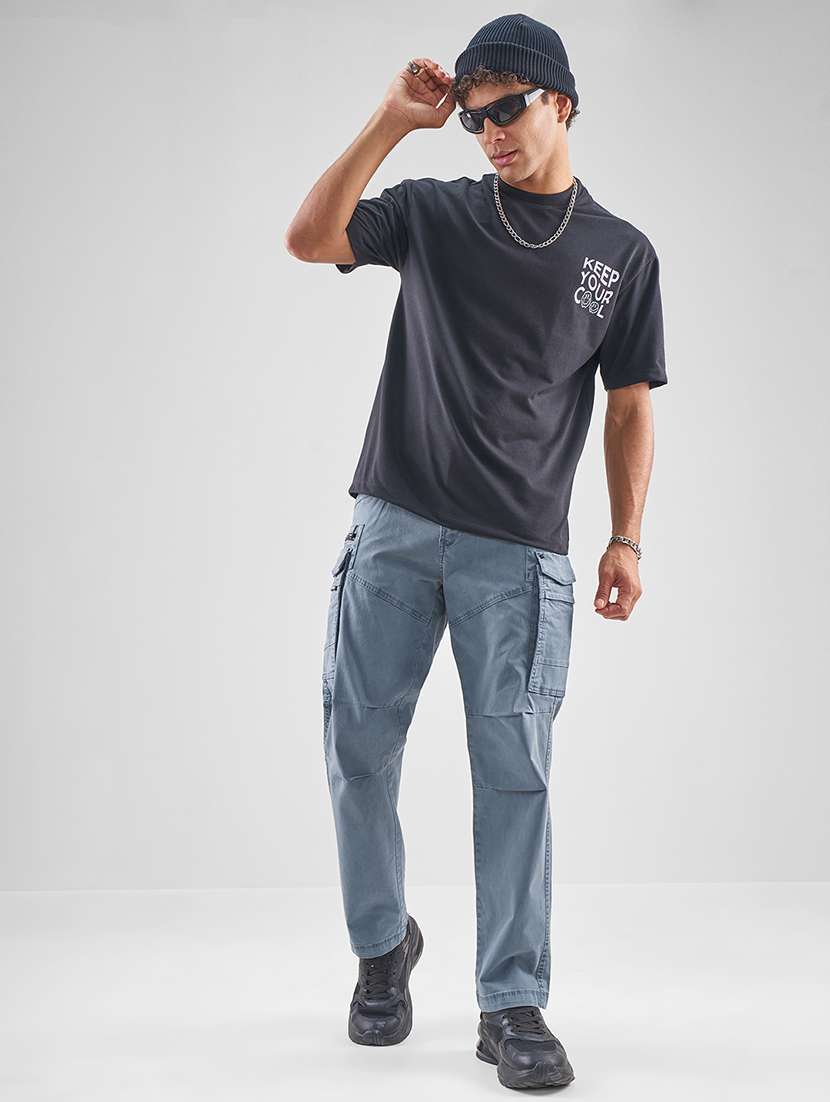 men blue cotton casual trouser - 22469564 -  Standard Image - 5
