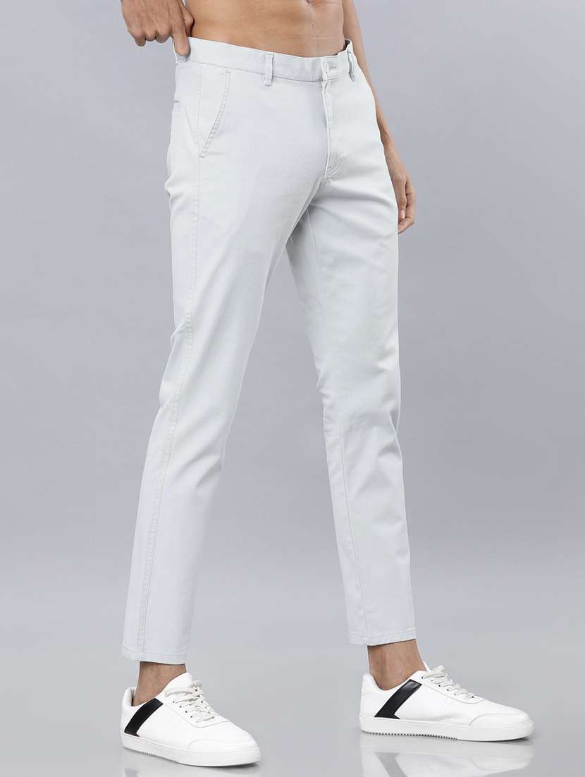 men blue cotton solid regular fit chinos - 22469600 -  Standard Image - 3
