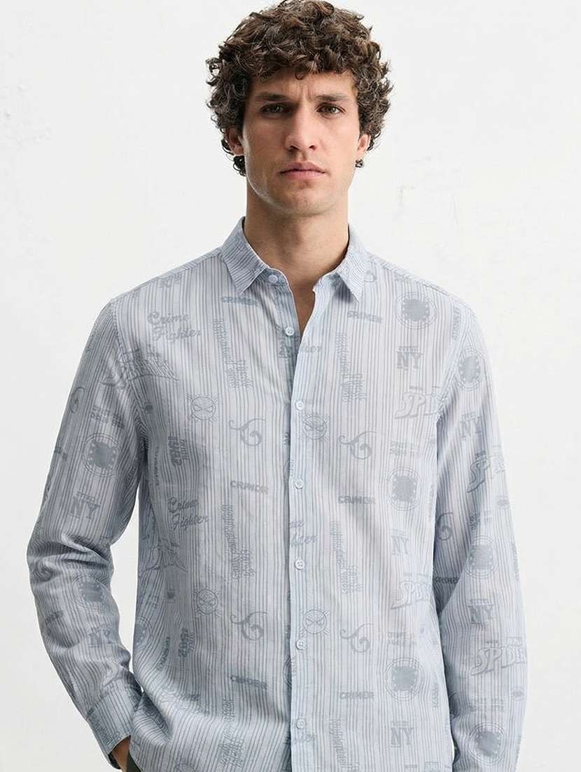 men collared long sleeve casual shirt