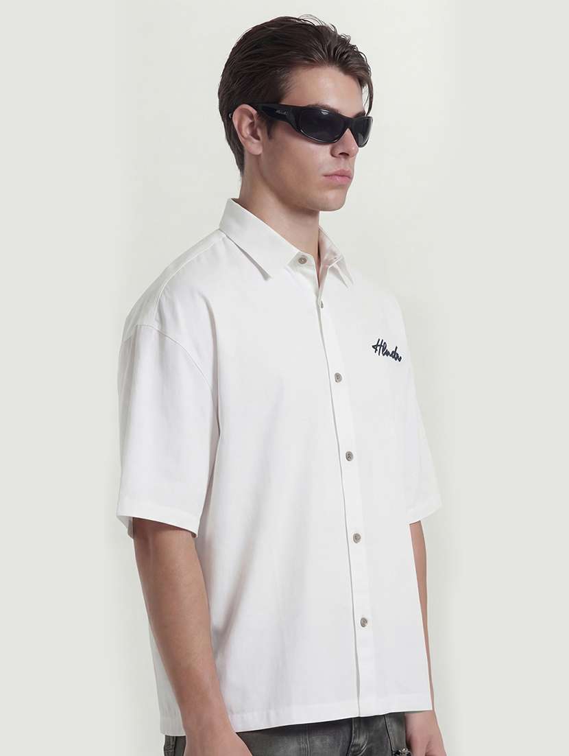 men fit white cotton collared shirt - 22469632 -  Standard Image - 3