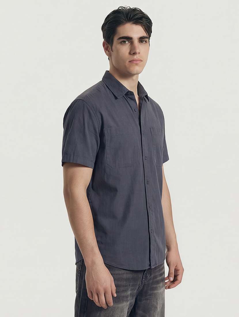 men blue cotton casual shirt - 22469641 -  Standard Image - 3
