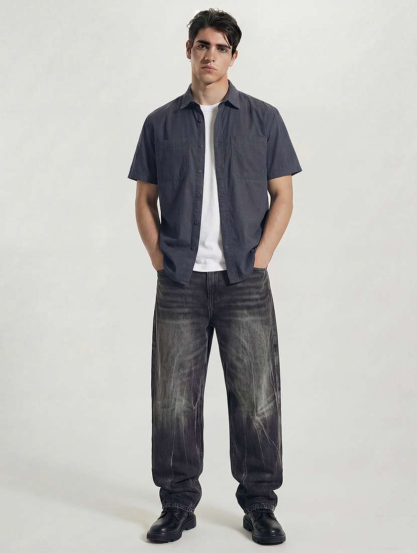 men blue cotton casual shirt - 22469641 -  Standard Image - 5
