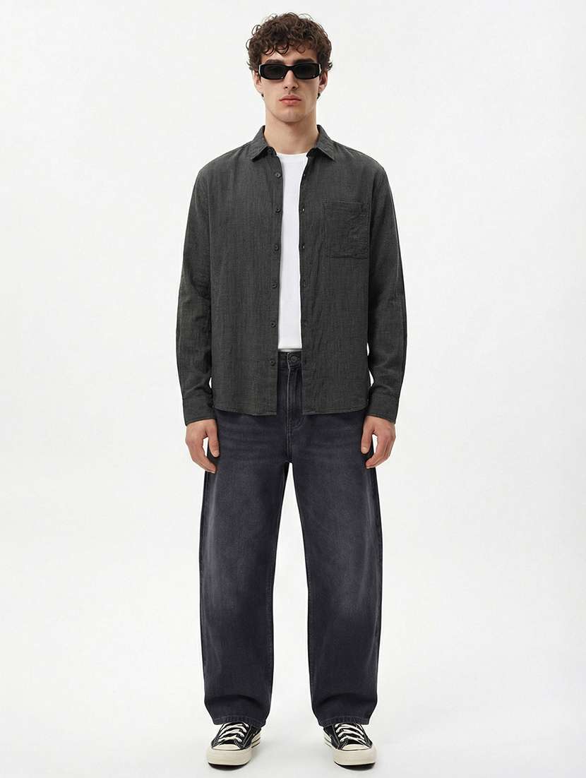 men collared long sleeve casual shirt - 22469651 -  Standard Image - 5