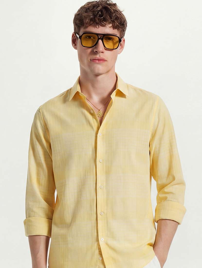 men checkered cotton regular fit casual shirt