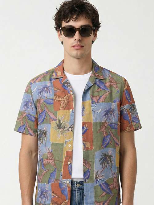 Men Multi Colored Polyester Casual Shirt