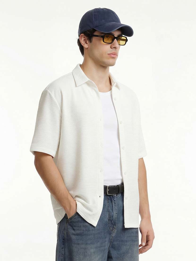 men white polyester casual shirt - 22469665 -  Standard Image - 3