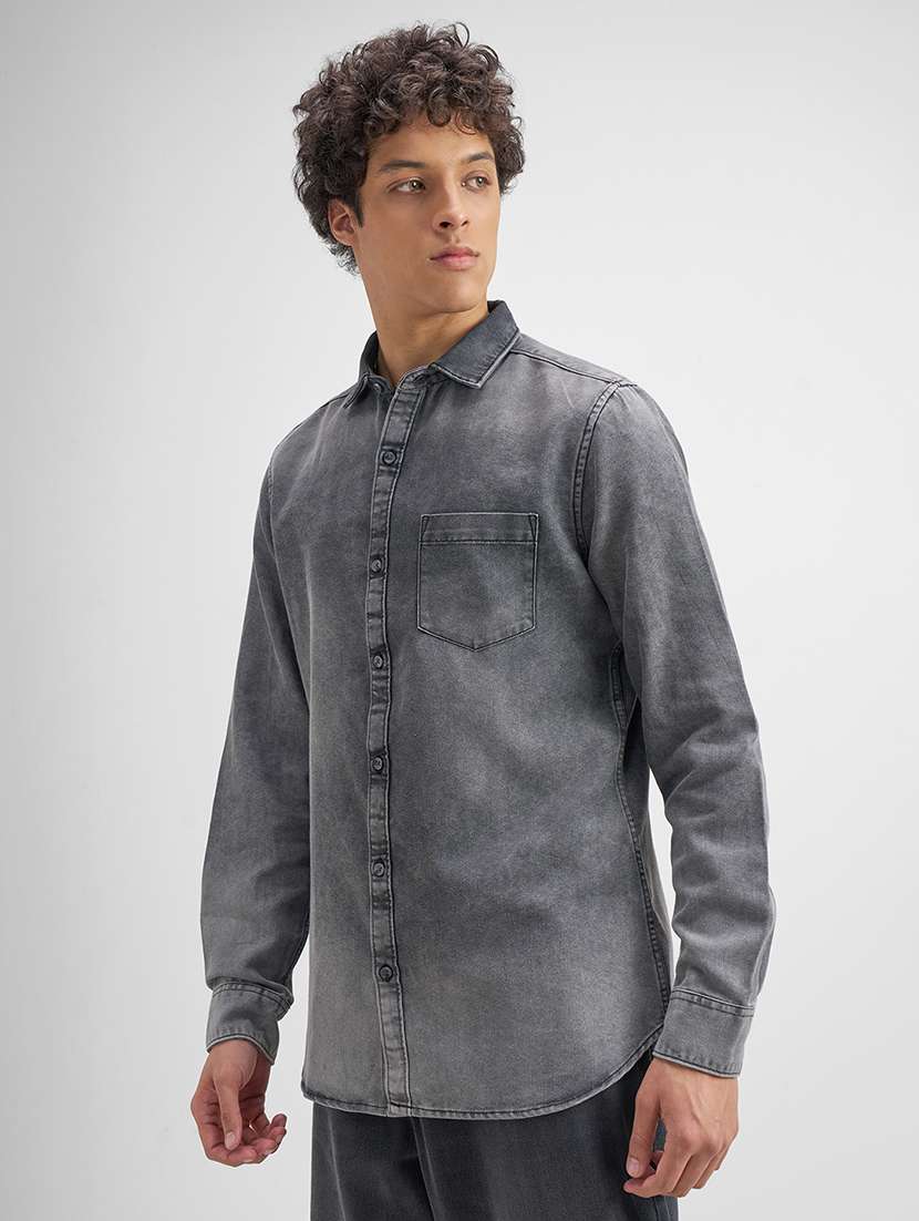 men solid long sleeve regular fit casual shirt - 22469676 -  Standard Image - 3