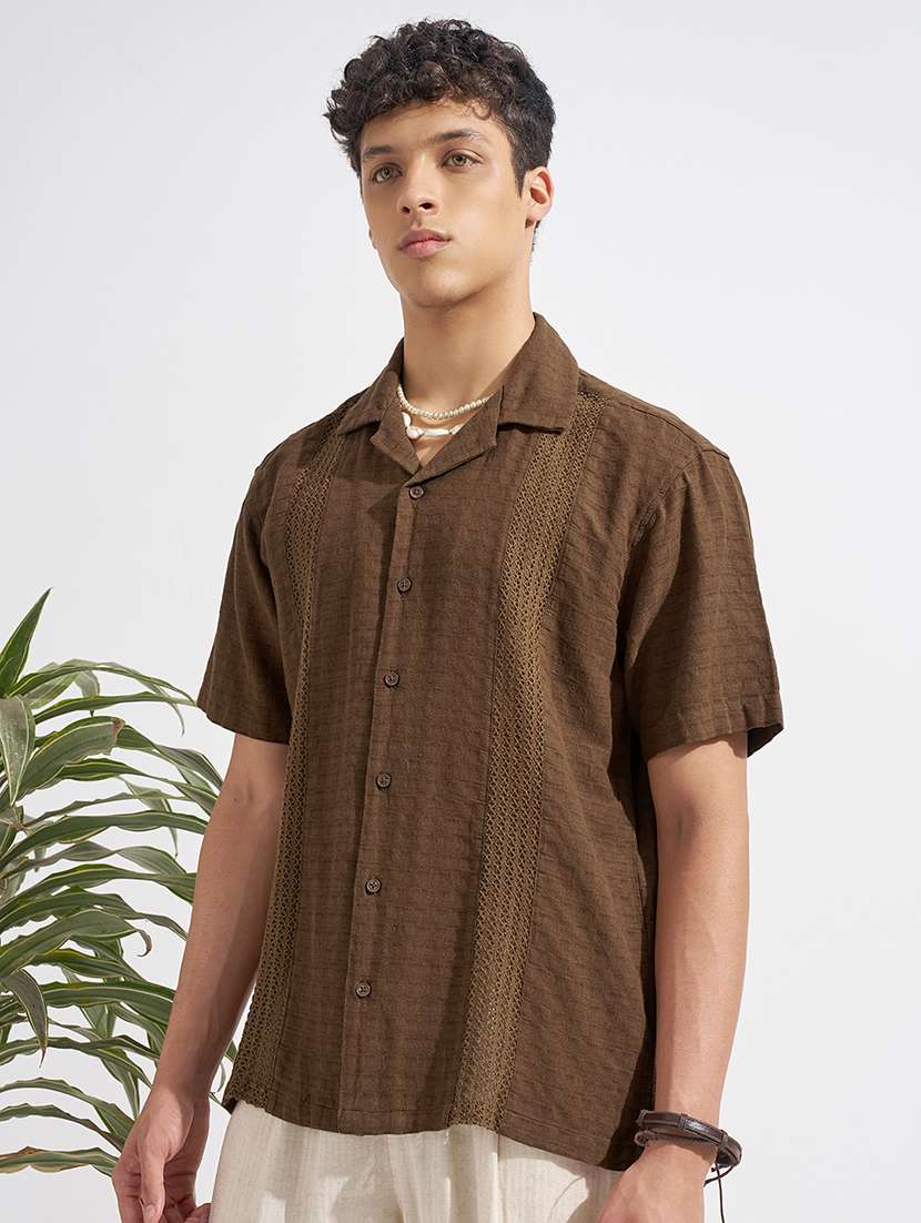 men brown cotton casual shirt - 22469678 -  Standard Image - 3