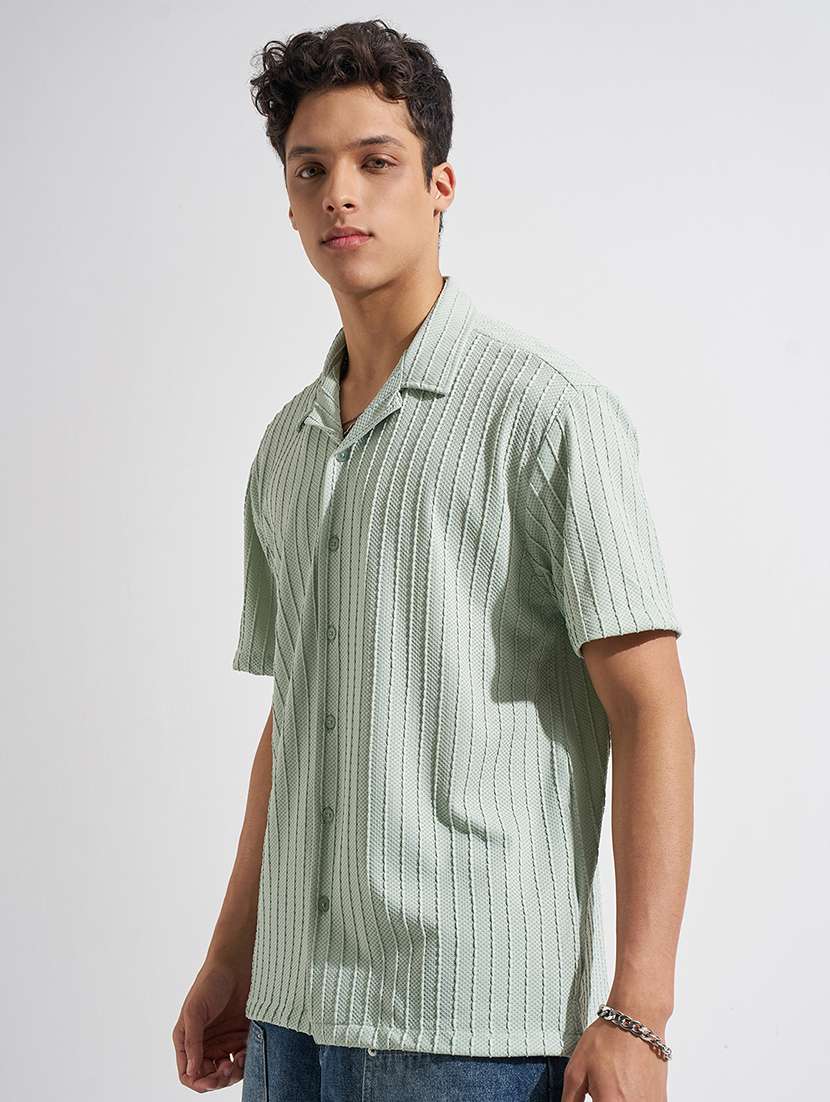 Men Self Design Short Sleeve Regular Fit Casual Shirt - 22469683 -  Standard Image - 3