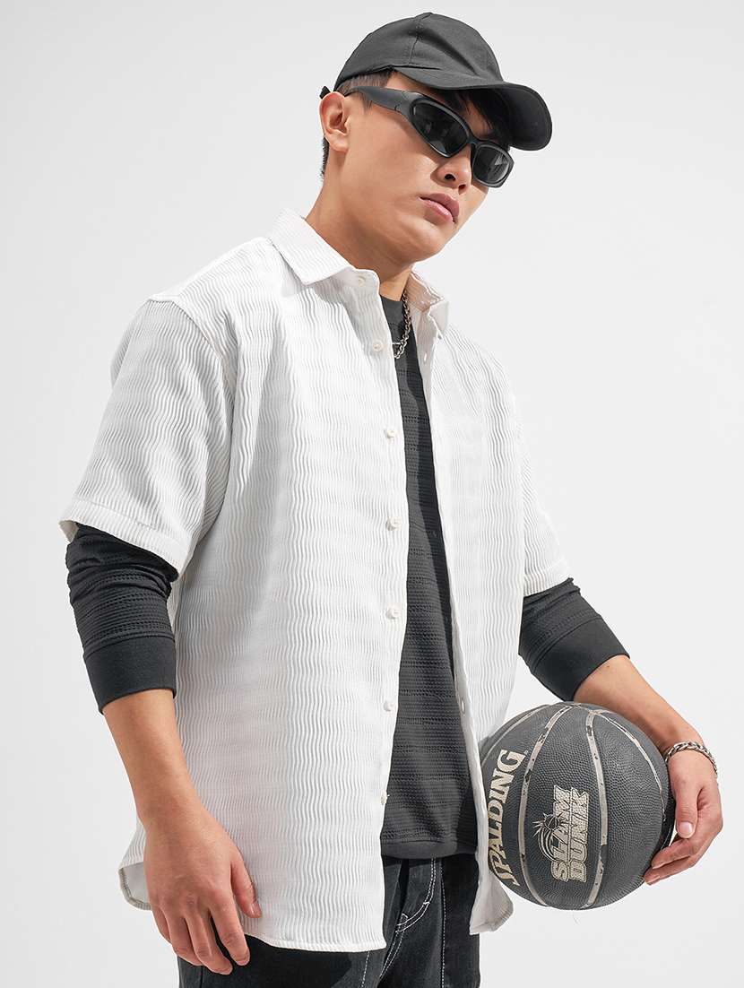 men white polyester casual shirt - 22469693 -  Standard Image - 3