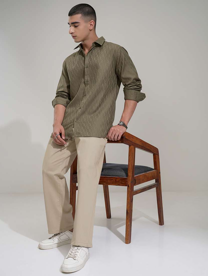 Men Self Design Long Sleeve Regular Fit Casual Shirt - 22469713 -  Standard Image - 5