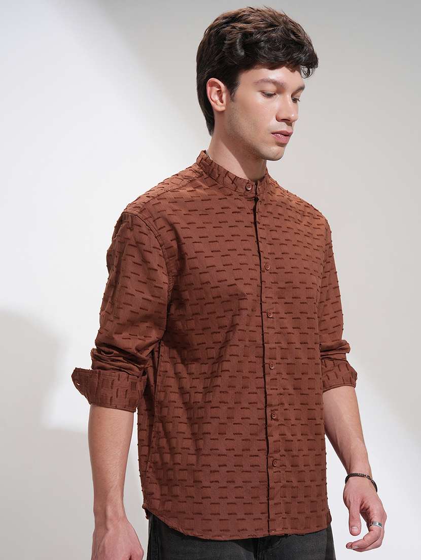men self design long sleeve regular fit casual shirt - 22469743 -  Standard Image - 3