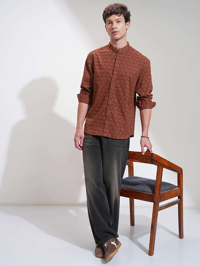 men self design long sleeve regular fit casual shirt - 22469743 -  Standard Image - 5