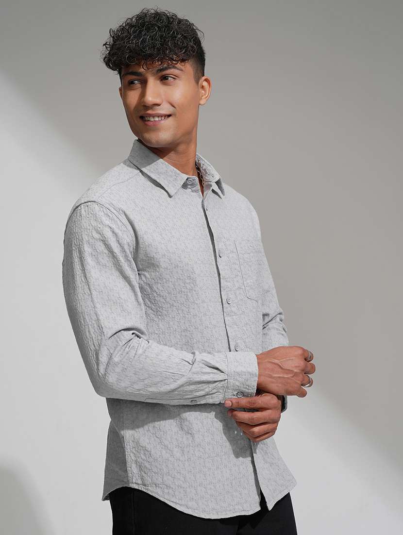 men self design long sleeve regular fit casual shirt - 22469748 -  Standard Image - 3