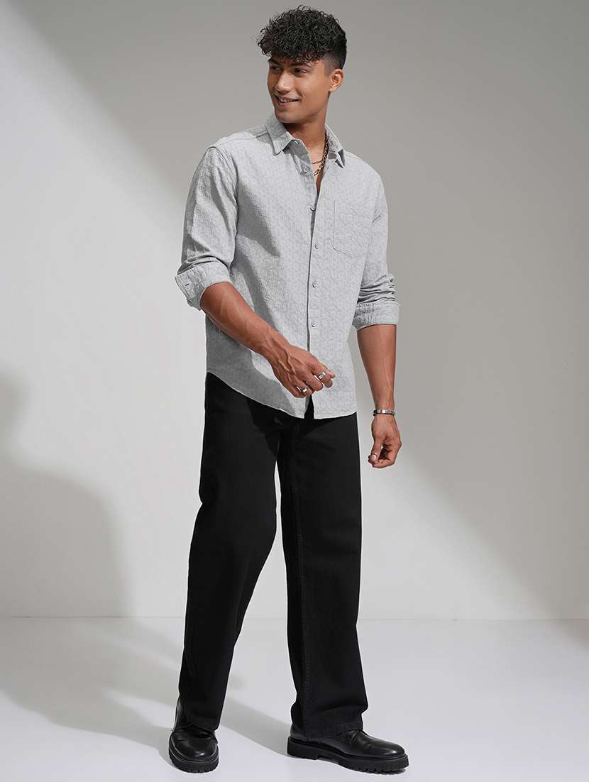 men self design long sleeve regular fit casual shirt - 22469748 -  Standard Image - 5