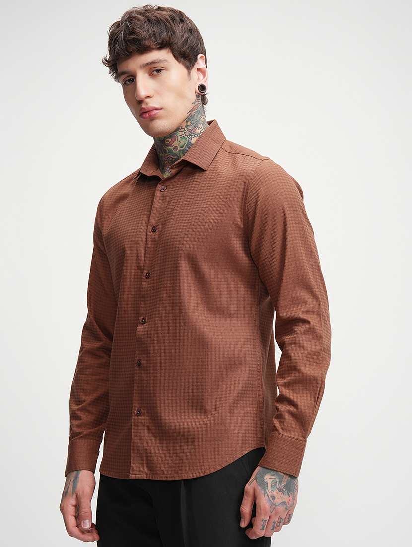 men self design long sleeve regular fit casual shirt - 22469753 -  Standard Image - 3