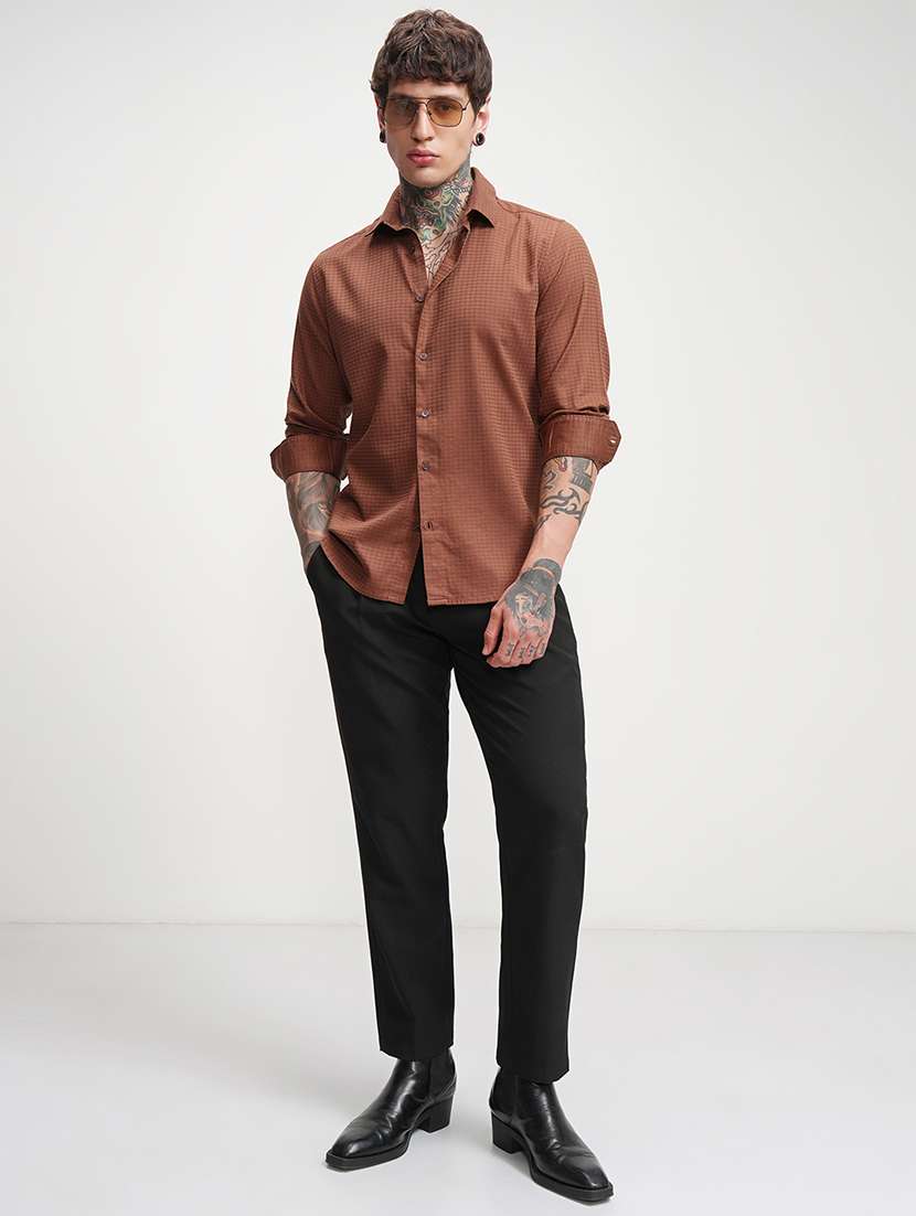 men self design long sleeve regular fit casual shirt - 22469753 -  Standard Image - 5