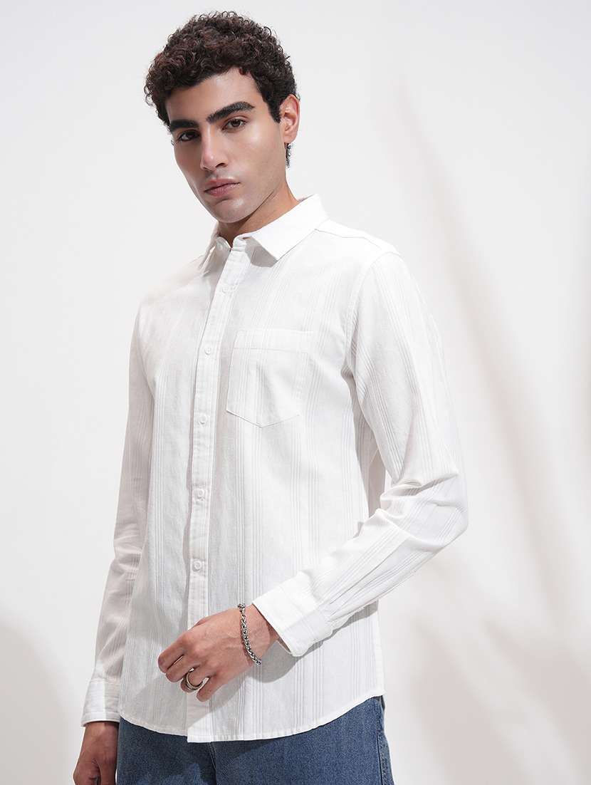 men self design long sleeve regular fit casual shirt - 22469786 -  Standard Image - 3