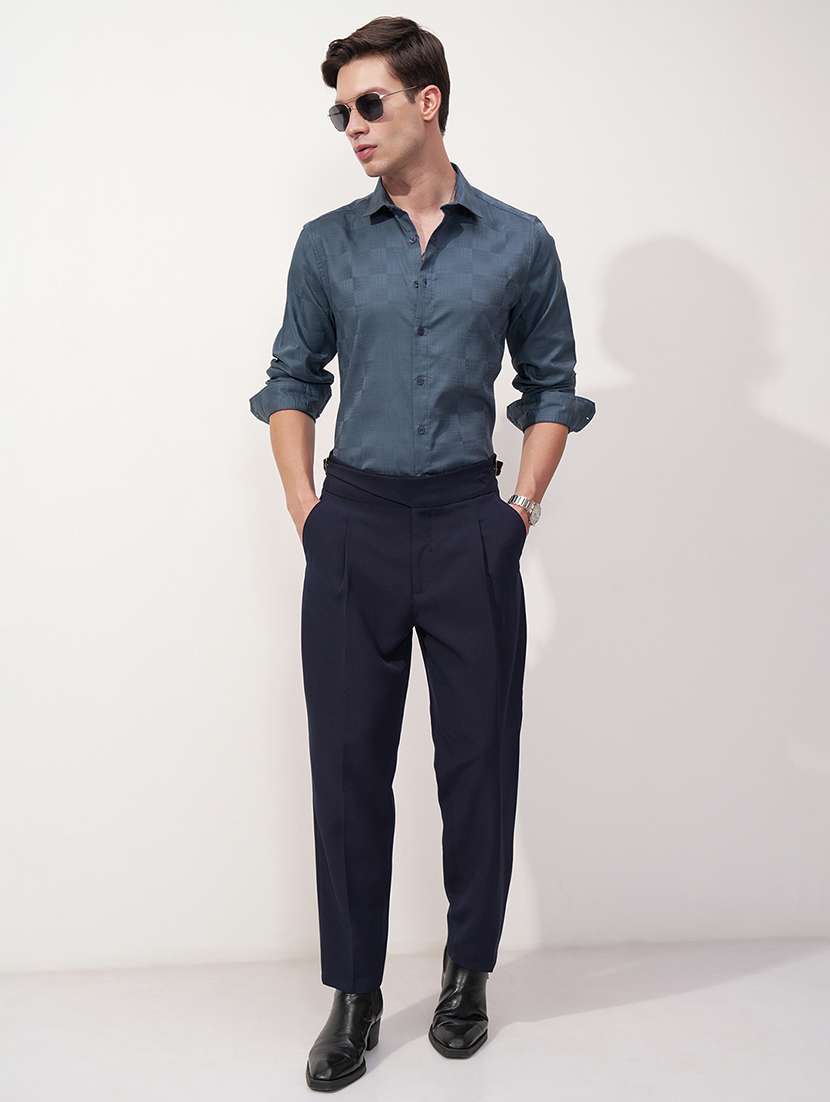 Men Self Design Long Sleeve Regular Fit Casual Shirt - 22469802 -  Standard Image - 5