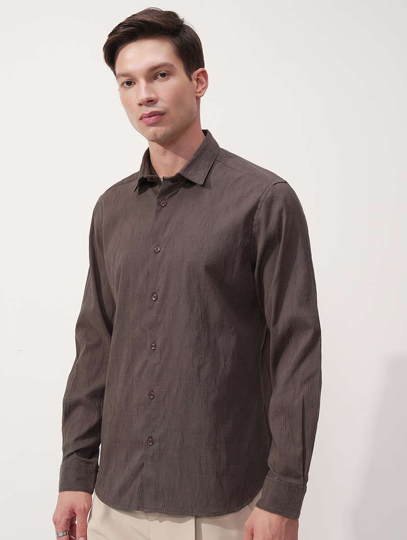 Men Coffee Brown Polyester Casual Shirt - 22469810 -  Standard Image - 3