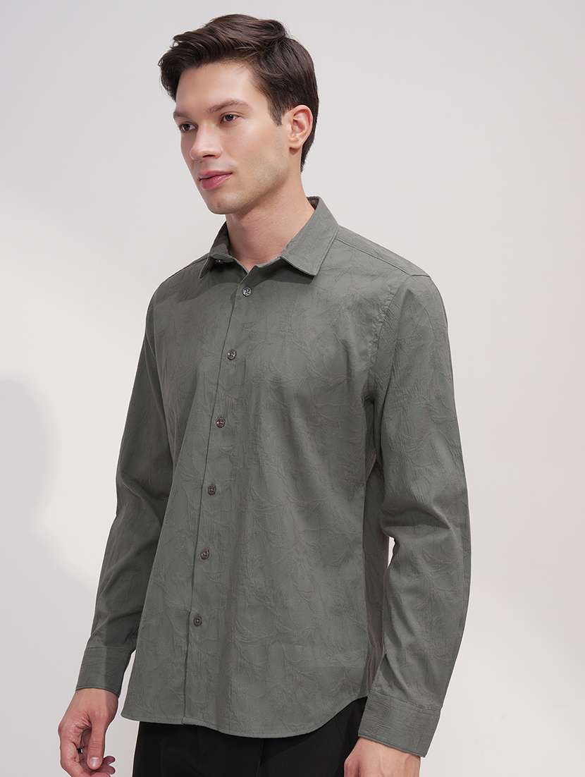 men self design long sleeve regular fit casual shirt - 22469811 -  Standard Image - 3