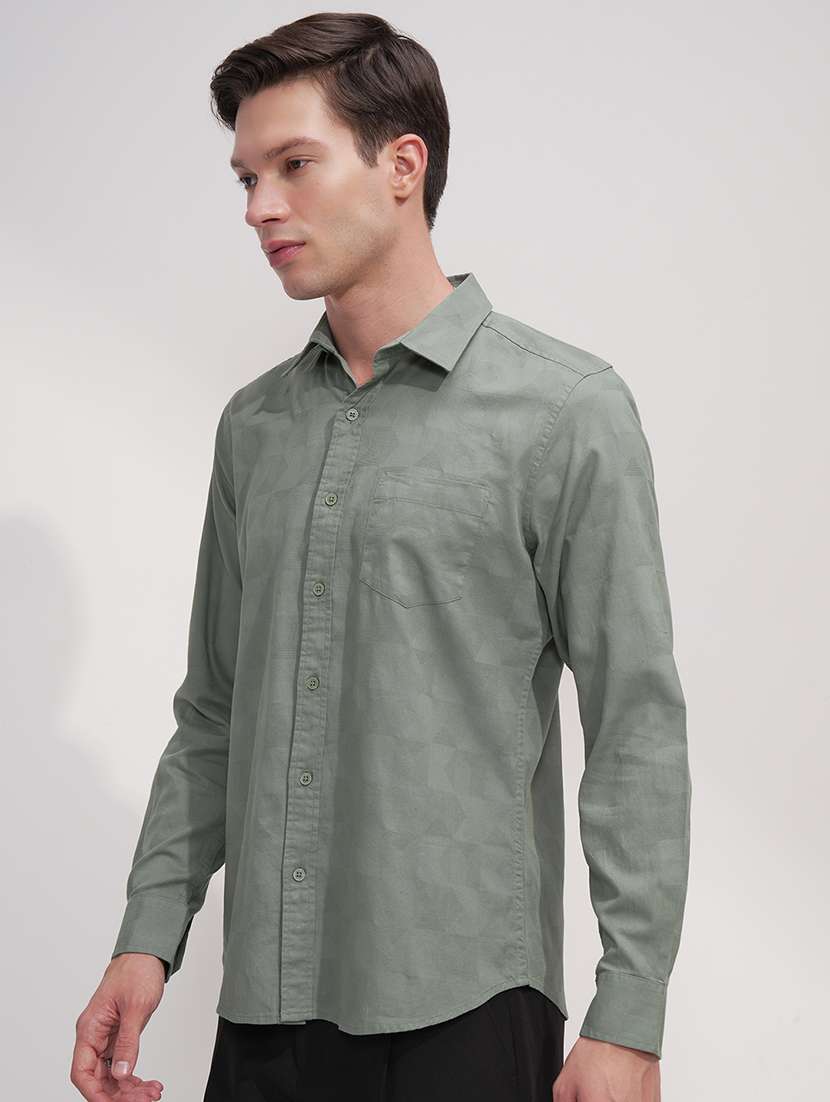 men self design long sleeve regular fit casual shirt - 22469813 -  Standard Image - 3