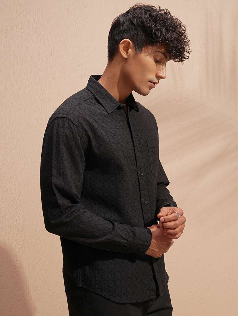 men self design long sleeve regular fit casual shirt - 22469814 -  Standard Image - 3