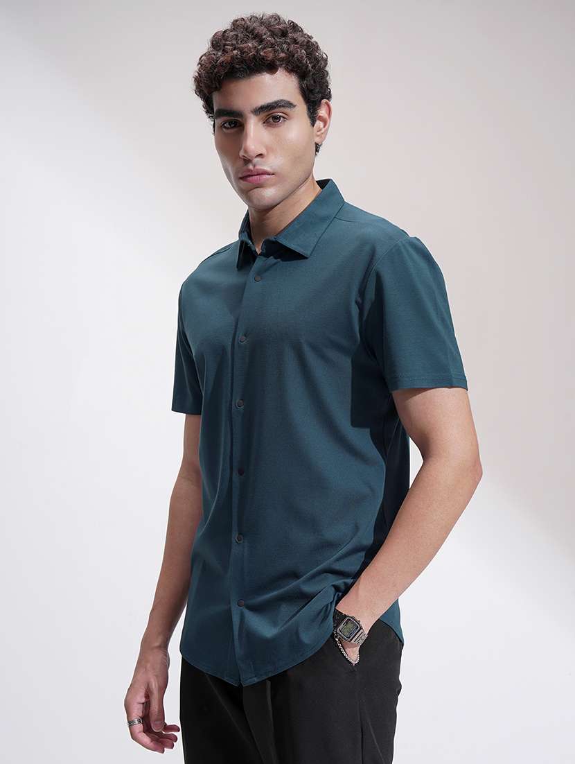 men solid short sleeve regular fit casual shirt - 22469822 -  Standard Image - 3