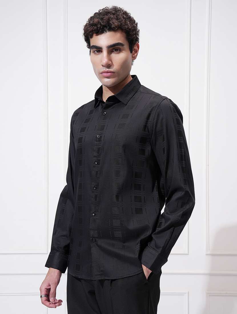 men self design long sleeve regular fit casual shirt - 22469829 -  Standard Image - 3