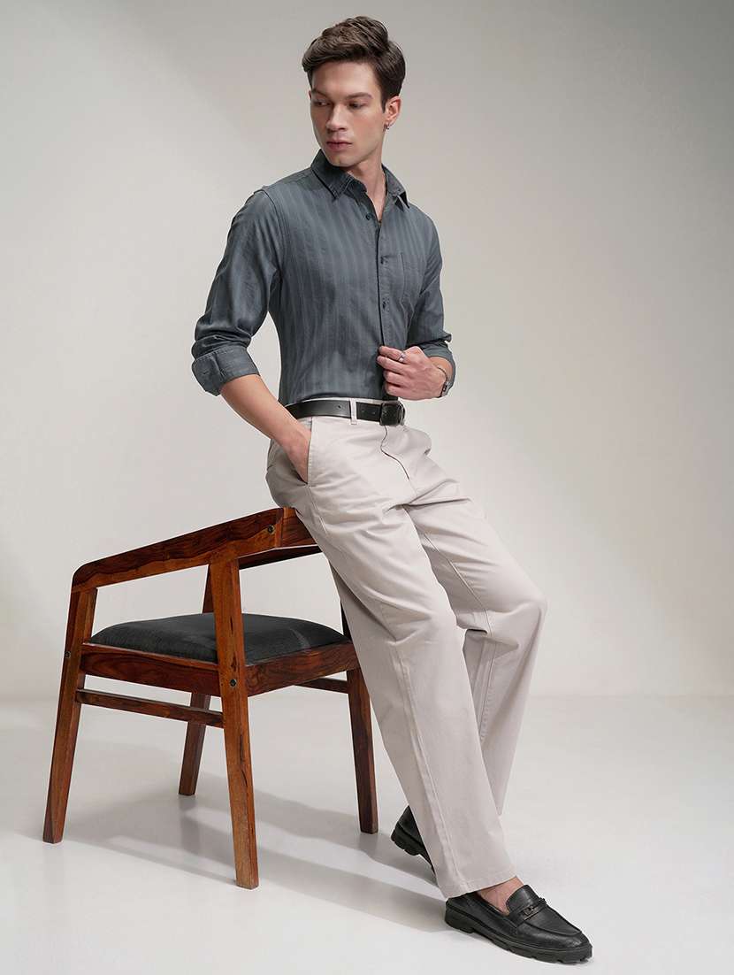 Men Self Design Long Sleeve Regular Fit Casual Shirt - 22469854 -  Standard Image - 5