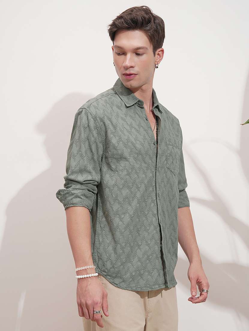men self design long sleeve regular fit casual shirt - 22469859 -  Standard Image - 3