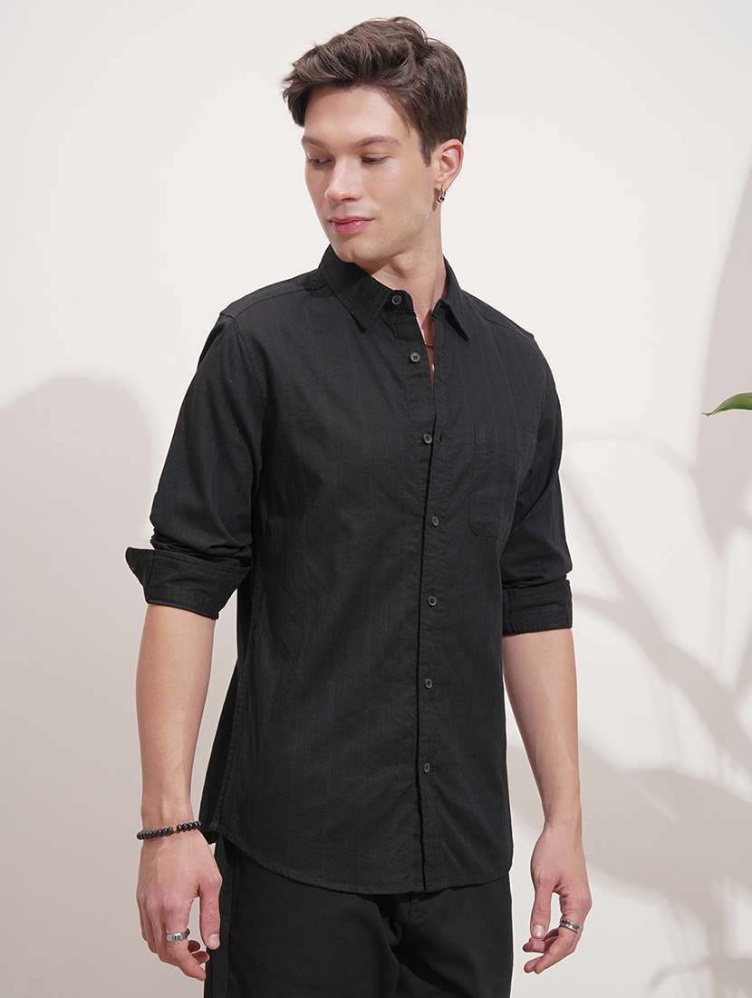 men self design long sleeve regular fit casual shirt - 22469861 -  Standard Image - 3