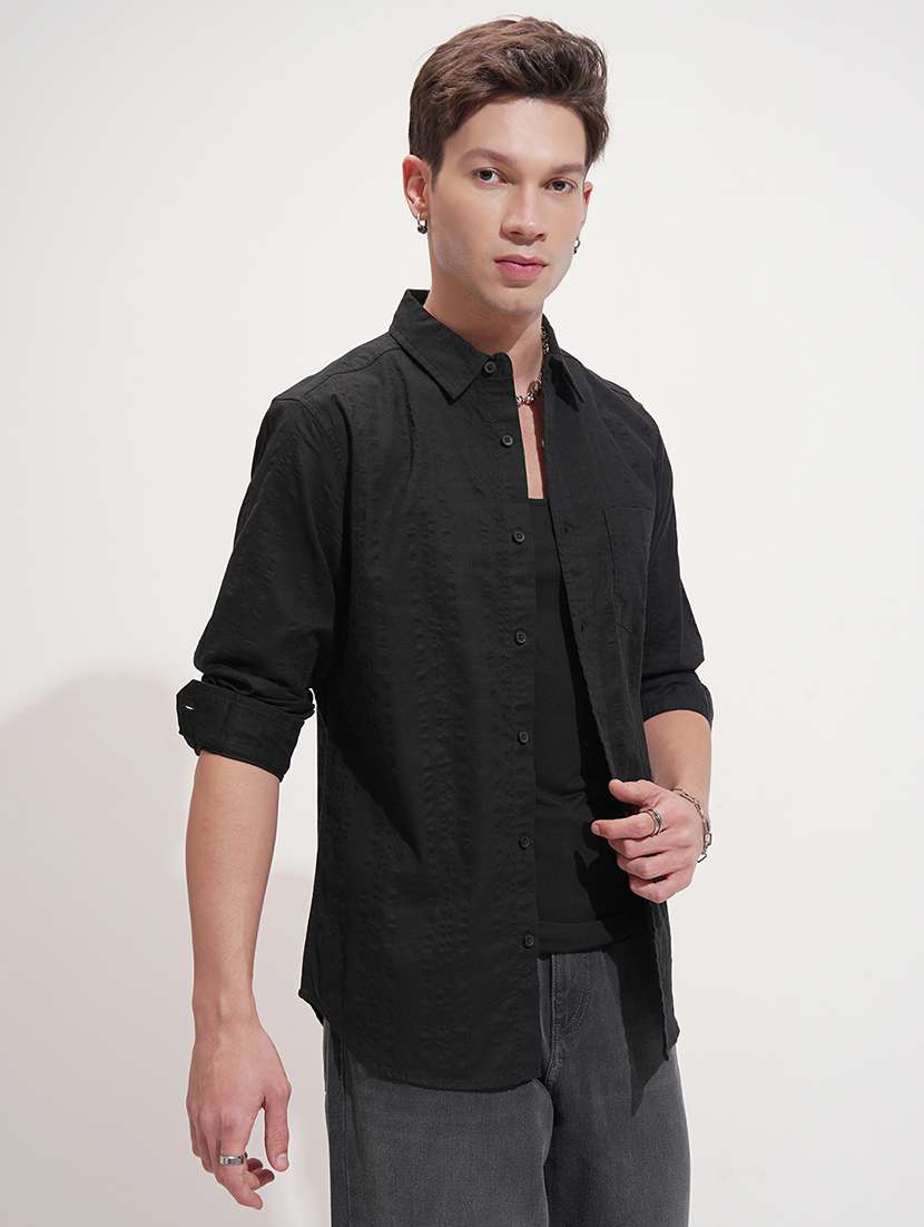 men self design long sleeve regular fit casual shirt - 22469862 -  Standard Image - 3