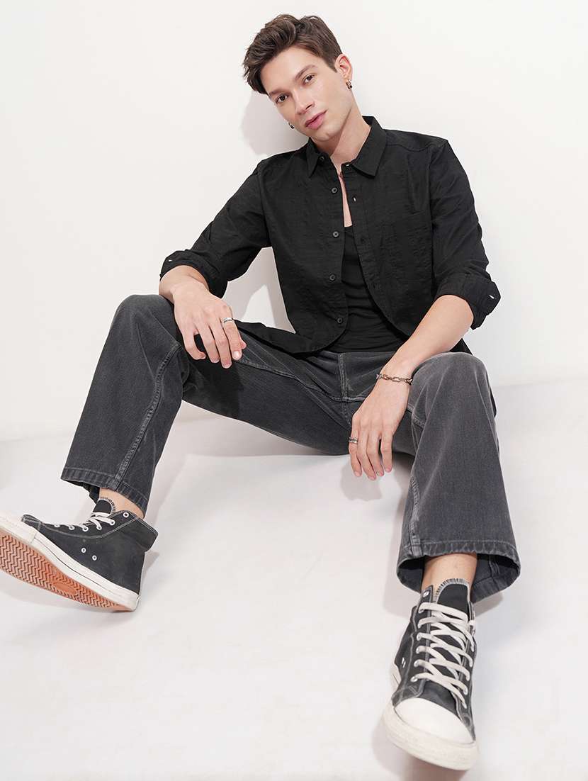men self design long sleeve regular fit casual shirt - 22469862 -  Standard Image - 5