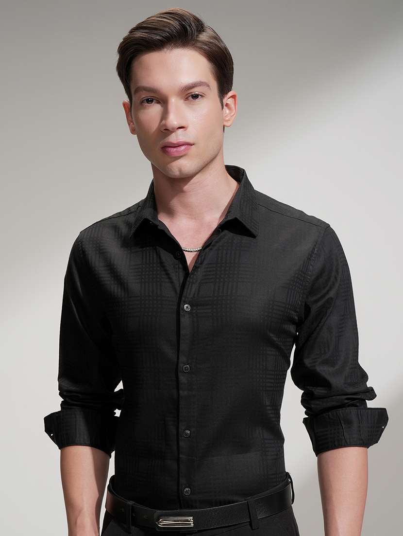 men black cotton casual shirt