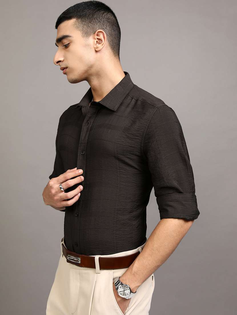 men self design long sleeve regular fit casual shirt - 22469893 -  Standard Image - 3