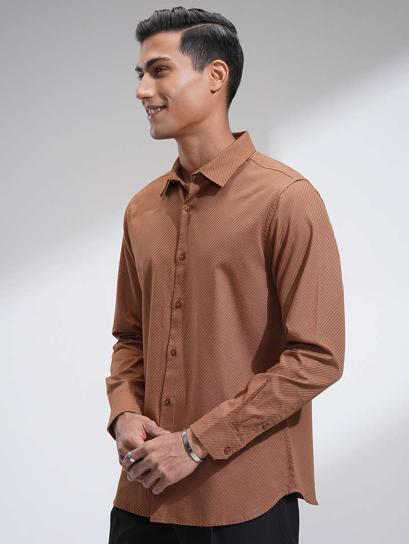 men self design long sleeve regular fit casual shirt - 22469939 -  Standard Image - 3