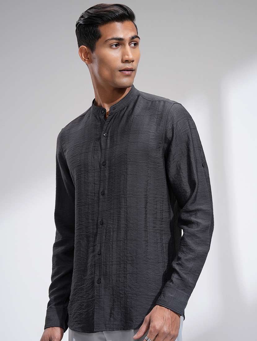 men self design long sleeve regular fit casual shirt - 22469941 -  Standard Image - 3