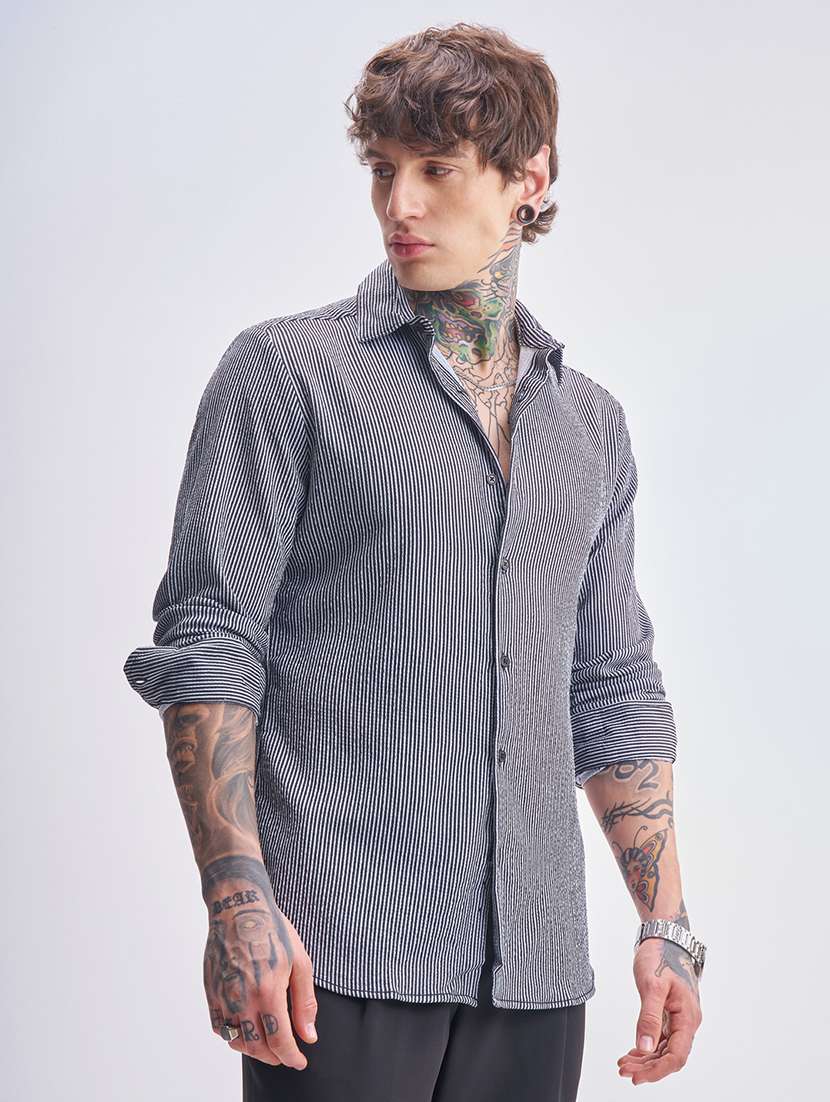 men striped long sleeve regular fit casual shirt - 22469970 -  Standard Image - 3