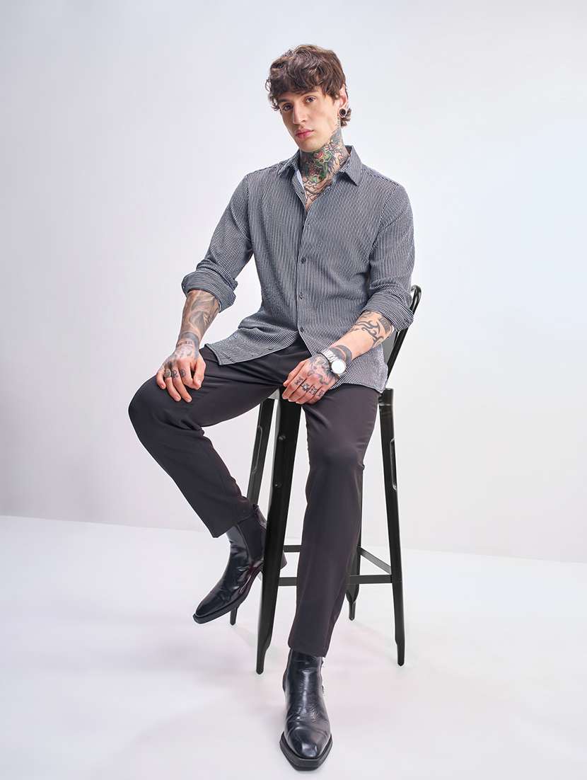 men striped long sleeve regular fit casual shirt - 22469970 -  Standard Image - 5