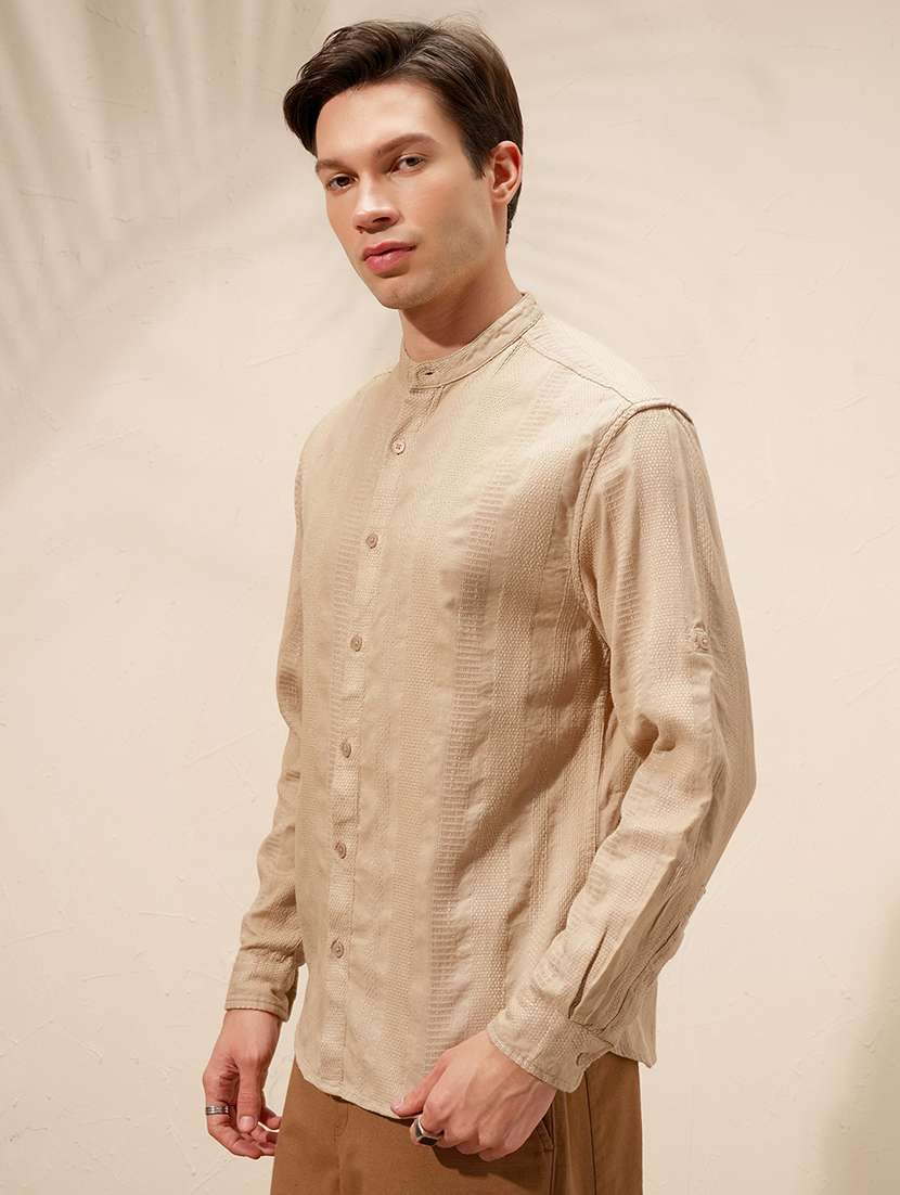 men self design long sleeve regular fit casual shirt - 22470015 -  Standard Image - 3