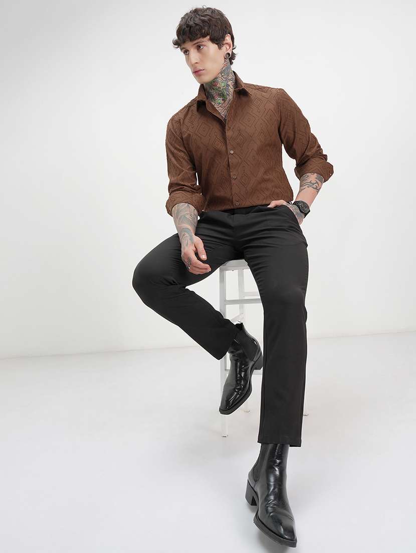 men self design long sleeve regular fit casual shirt - 22470023 -  Standard Image - 5