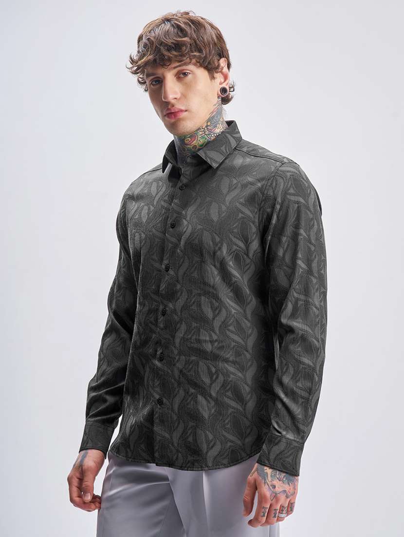men self design long sleeve regular fit casual shirt - 22470040 -  Standard Image - 3