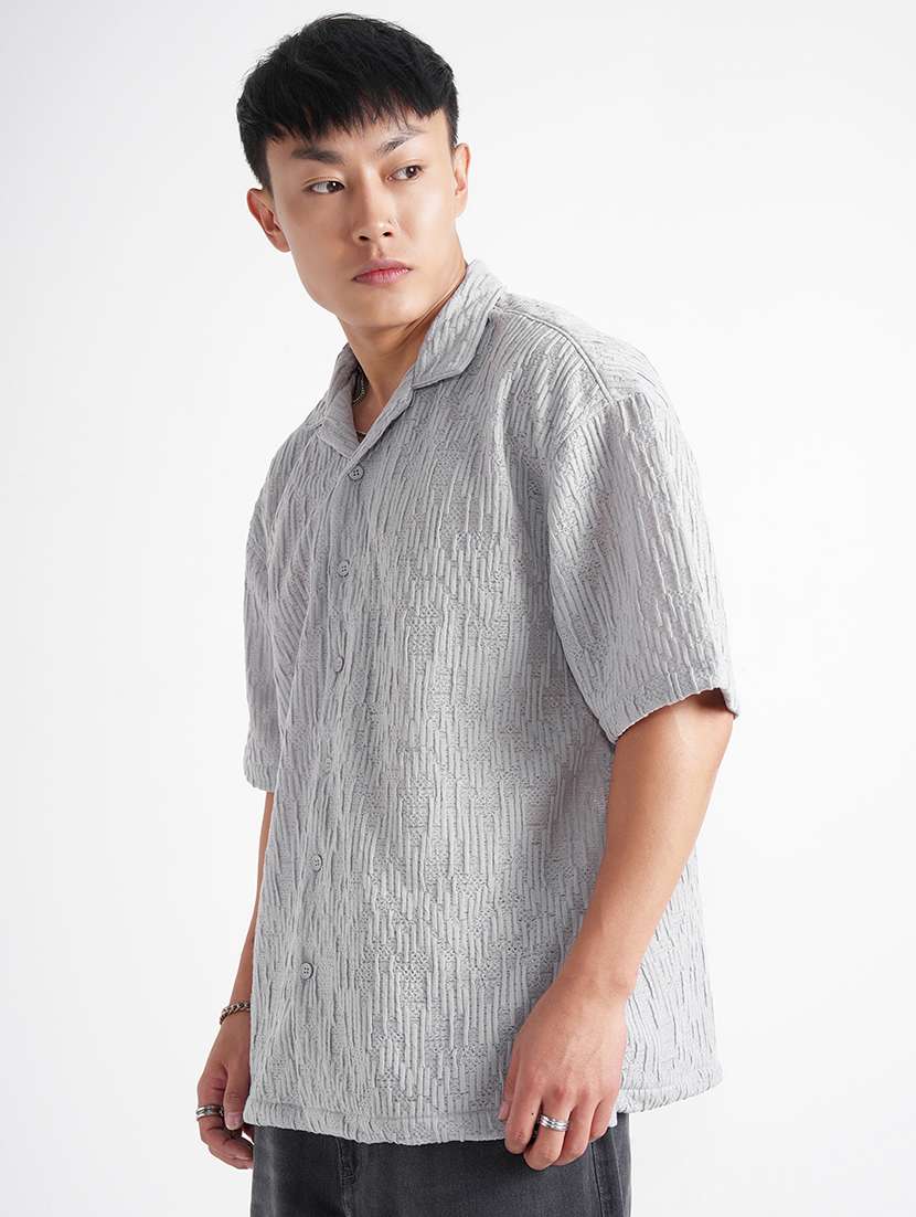 men self design short sleeve regular fit casual shirt - 22470052 -  Standard Image - 3