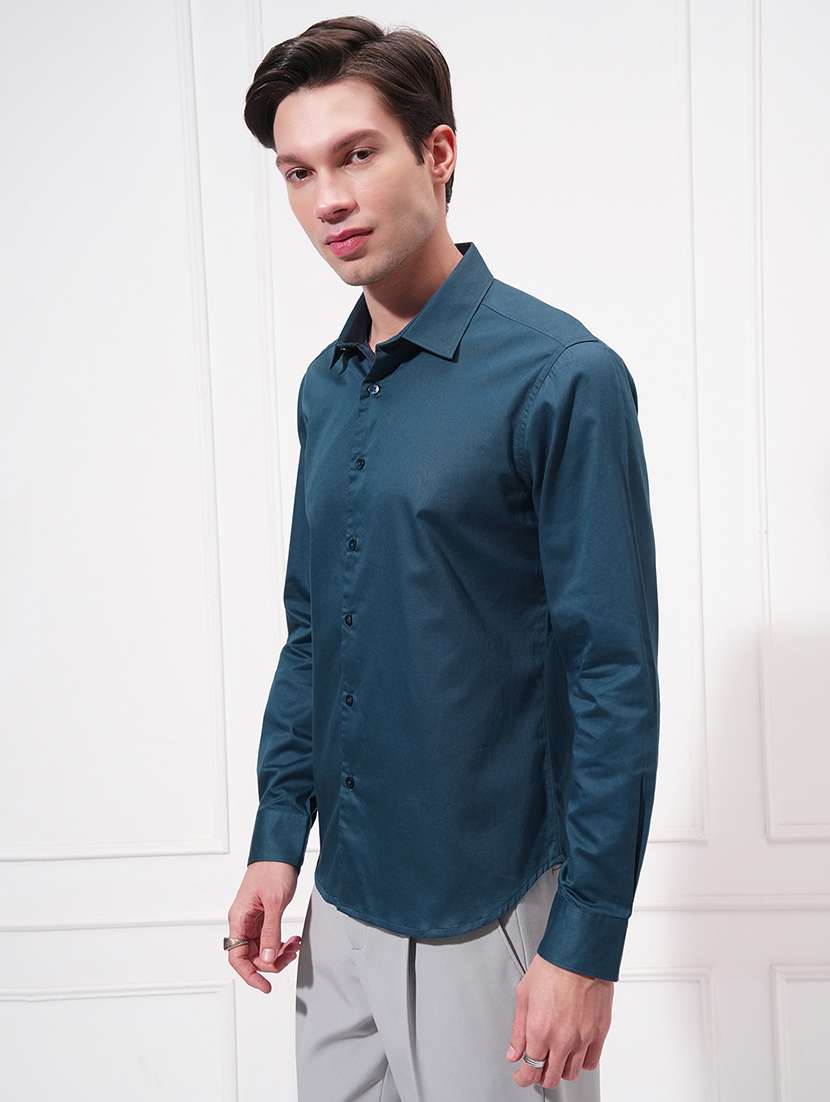 men solid long sleeve regular fit casual shirt - 22470106 -  Standard Image - 3