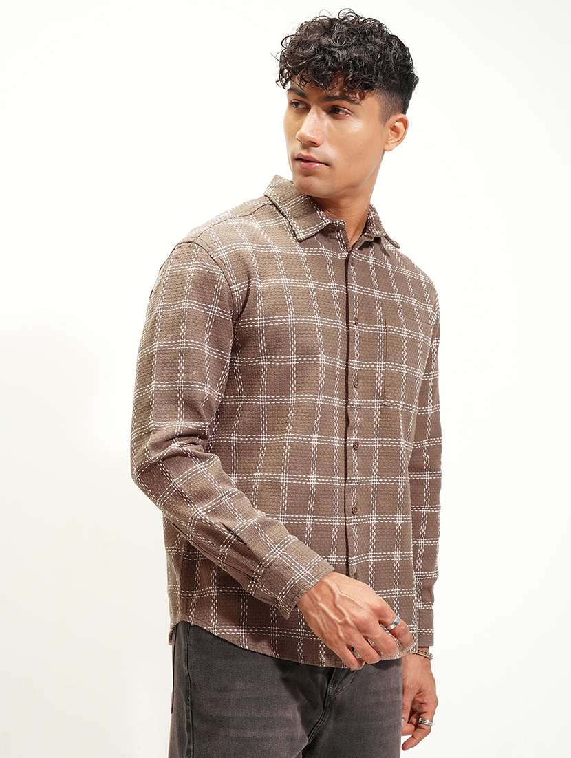 men checkered long sleeve regular fit casual shirt - 22470113 -  Standard Image - 3