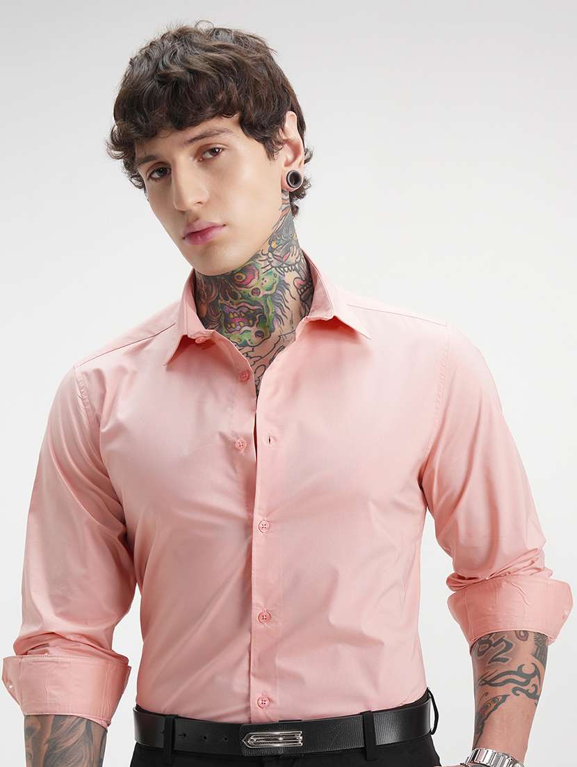 men solid long sleeve regular fit casual shirt