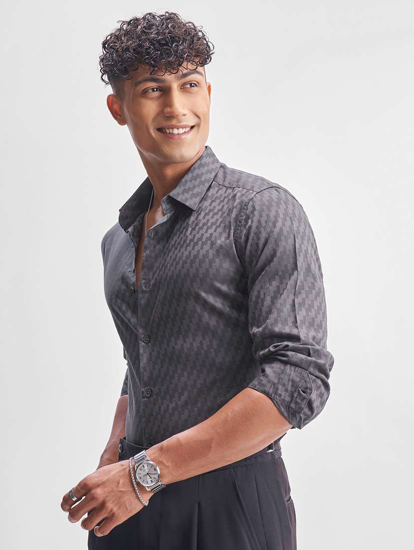 men self design long sleeve regular fit casual shirt - 22470138 -  Standard Image - 3